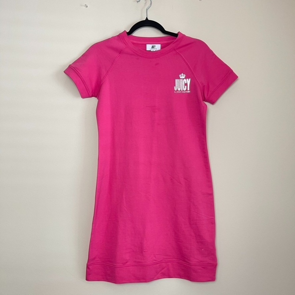NWT Juicy Couture Y2K French Terry Sweatshirt Pink Mini Shirt Dress Sz XS Beach